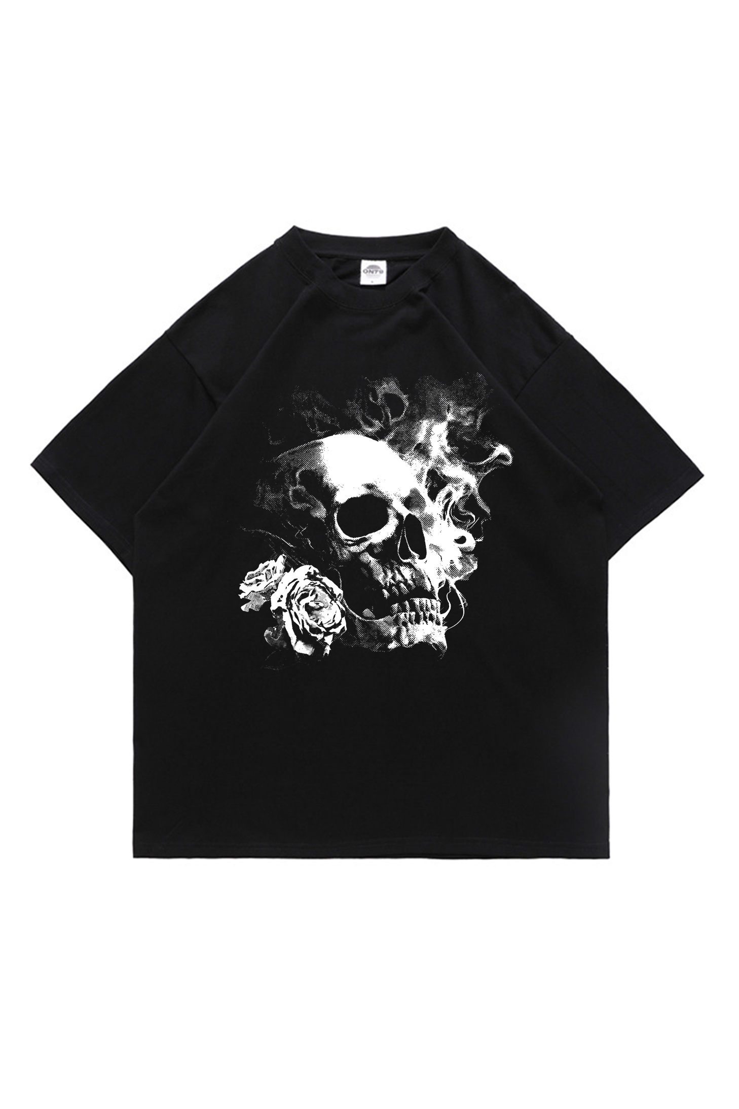 Skull and Roses Print Short-sleeved Couple T-shirt