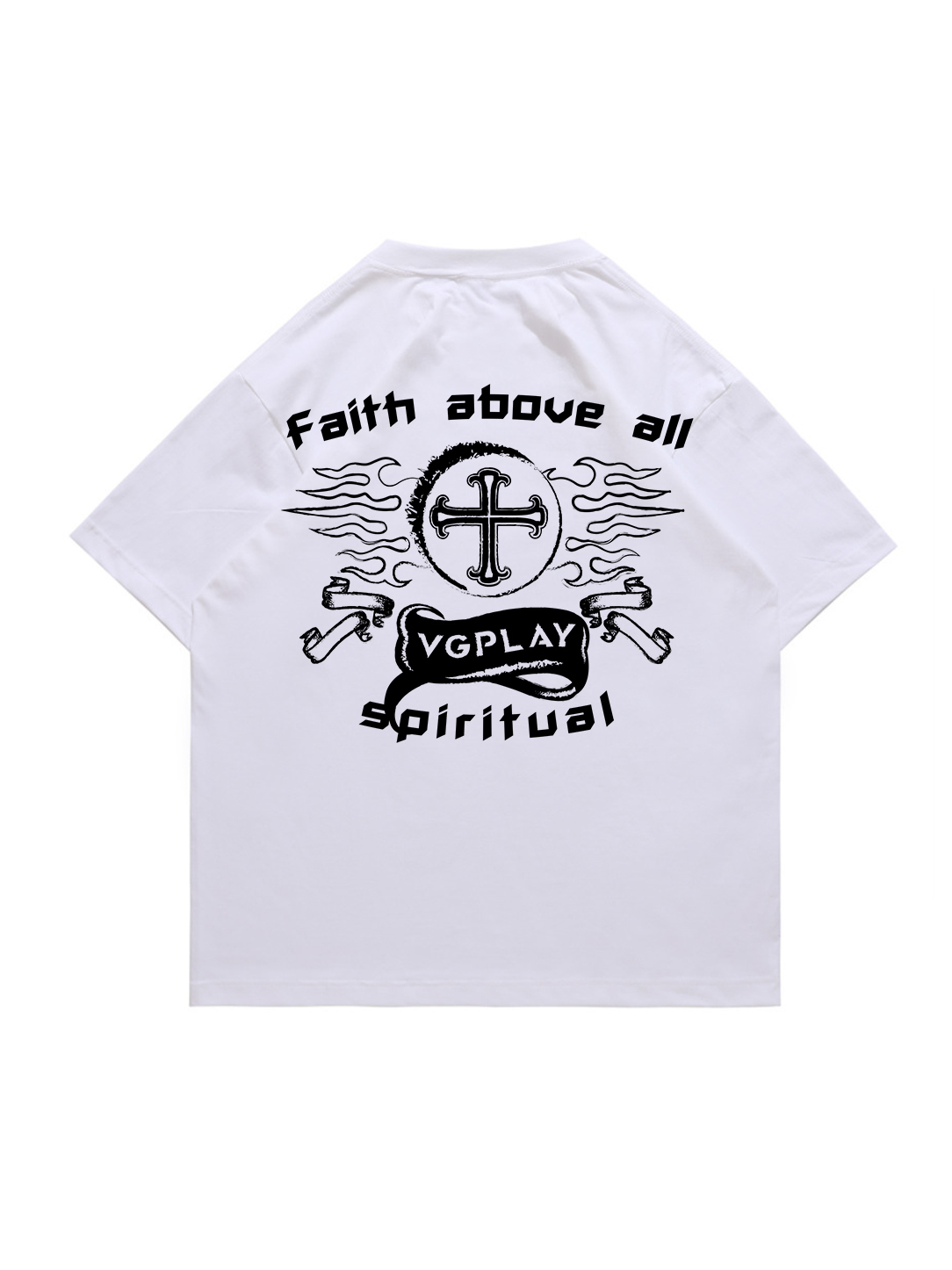 Faith Above All Printed Short-sleeved Cotton T-shirt