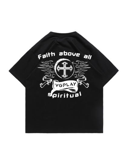 Faith Above All Printed Short-sleeved Cotton T-shirt