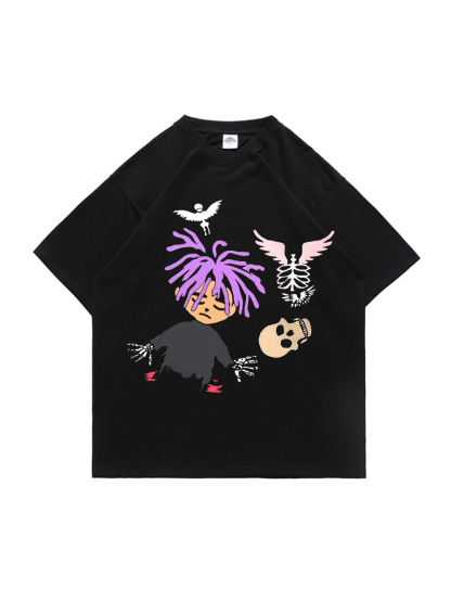 Skeleton Ghost Printed Short-sleeved Cotton T-shirt