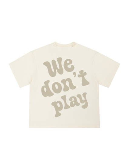 We Don't Play Printed Loose Cropped Tops Short-sleeved Cotton T-shirt