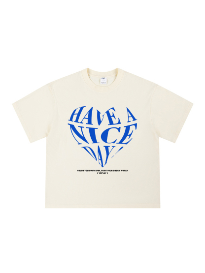 Have A Nice Day Loose Cropped Tops Short-sleeved Cotton T-shirt