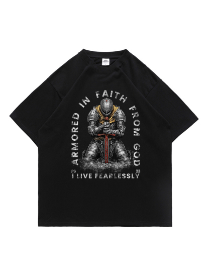 I Live Fearlessly Printed Short-sleeved Cotton T-shirt