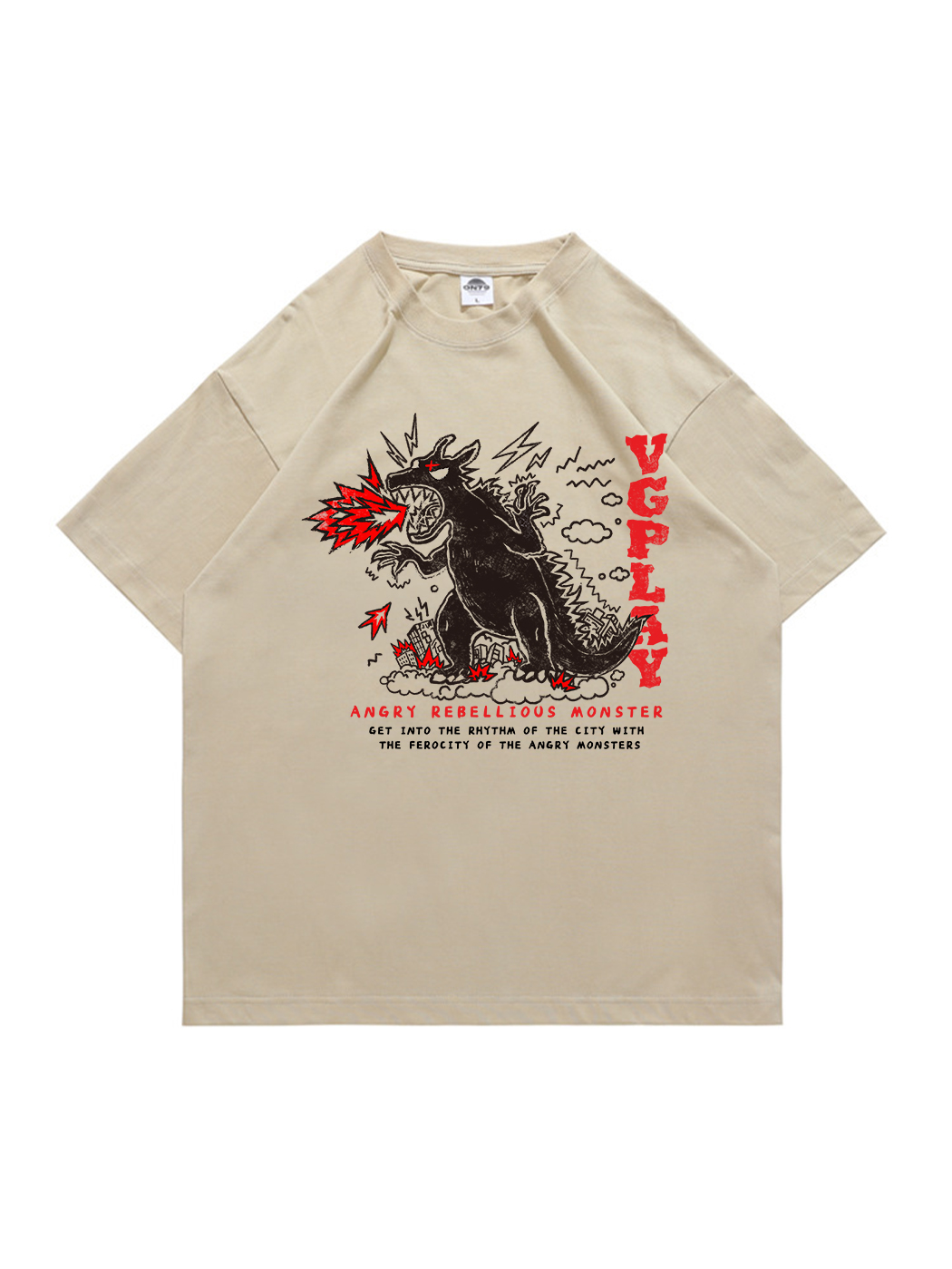 Angry Rebellious Monster Printed Short-sleeved Cotton T-shirt