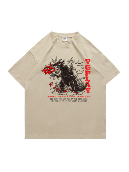 Angry Rebellious Monster Printed Short-sleeved Cotton T-shirt