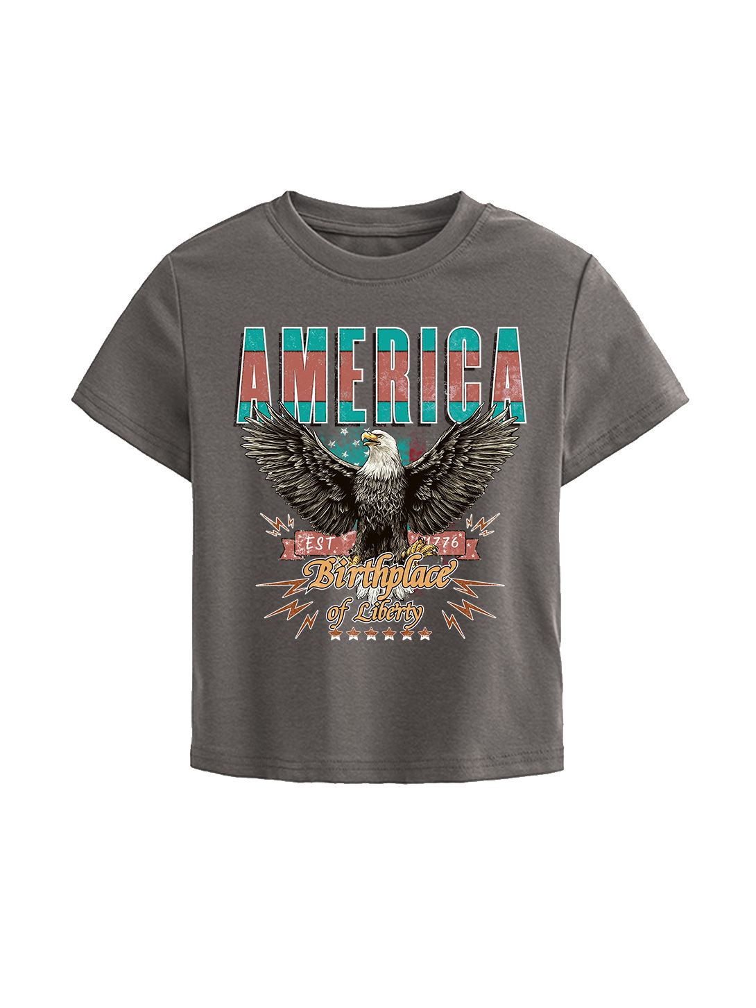 Birthplace Of Liberty Printed Straight Shoulder Short-sleeve T-shirt F