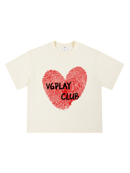 Fingerprint Of Love Loose Cropped Tops Short-sleeved Cotton T-shirt