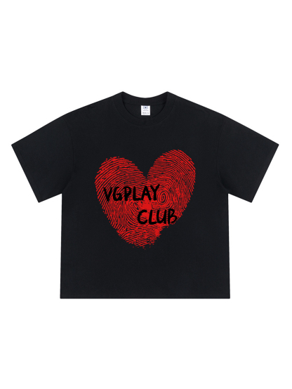 Fingerprint Of Love Loose Cropped Tops Short-sleeved Cotton T-shirt