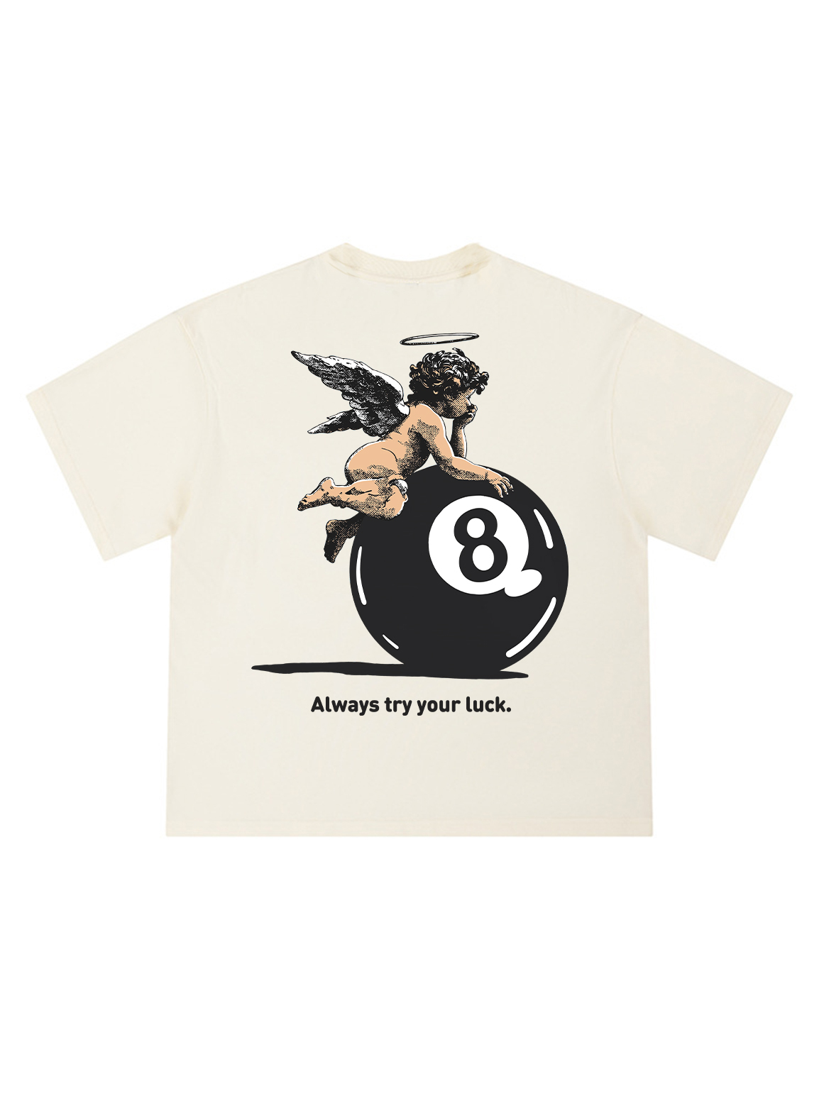 Always Try Your Luck Loose Cropped Tops Short-sleeved Cotton T-shirt