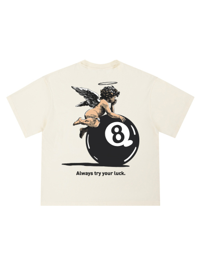 Always Try Your Luck Loose Cropped Tops Short-sleeved Cotton T-shirt