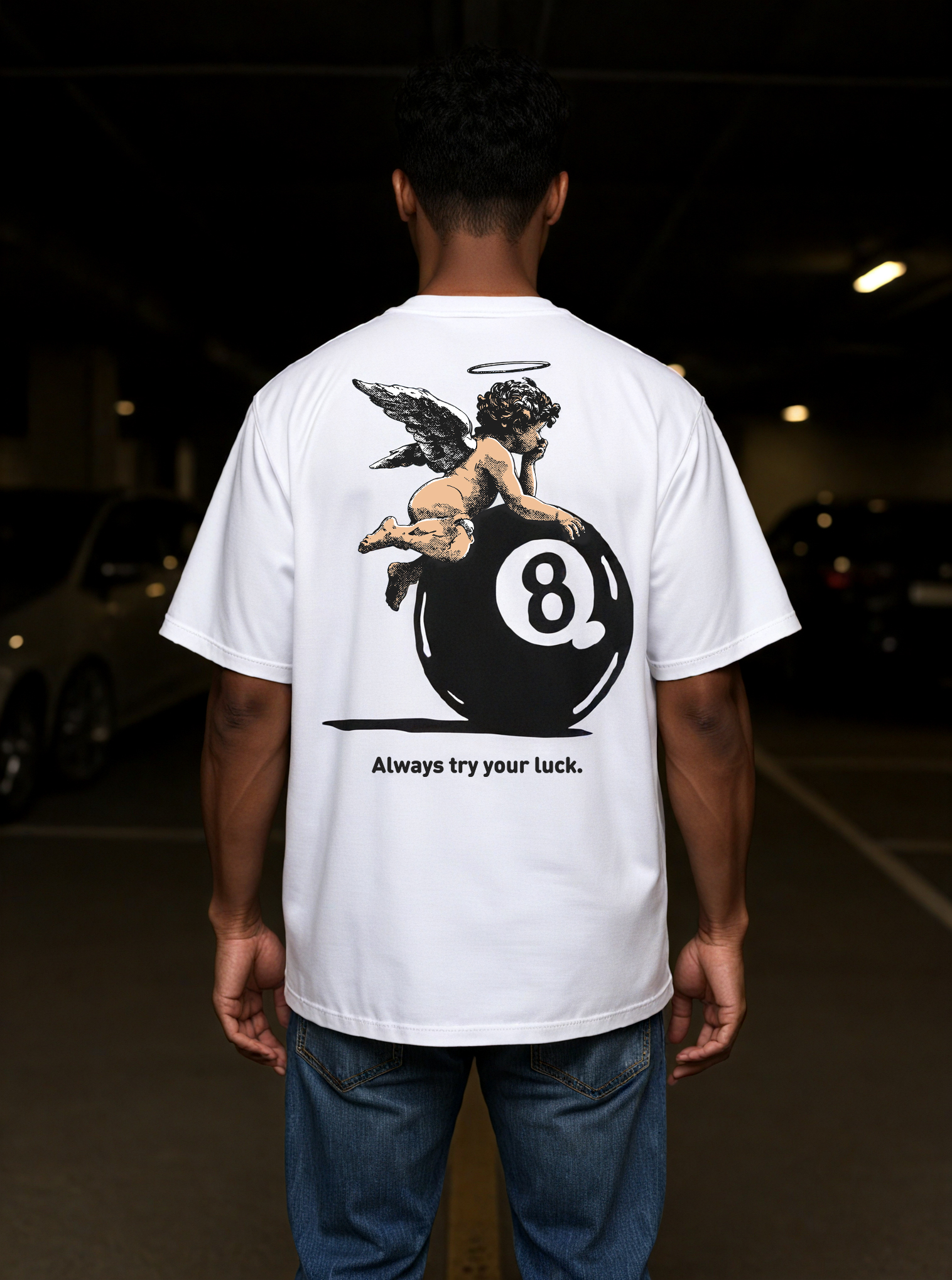 Always Try Your Luck Loose Cropped Tops Short-sleeved Cotton T-shirt