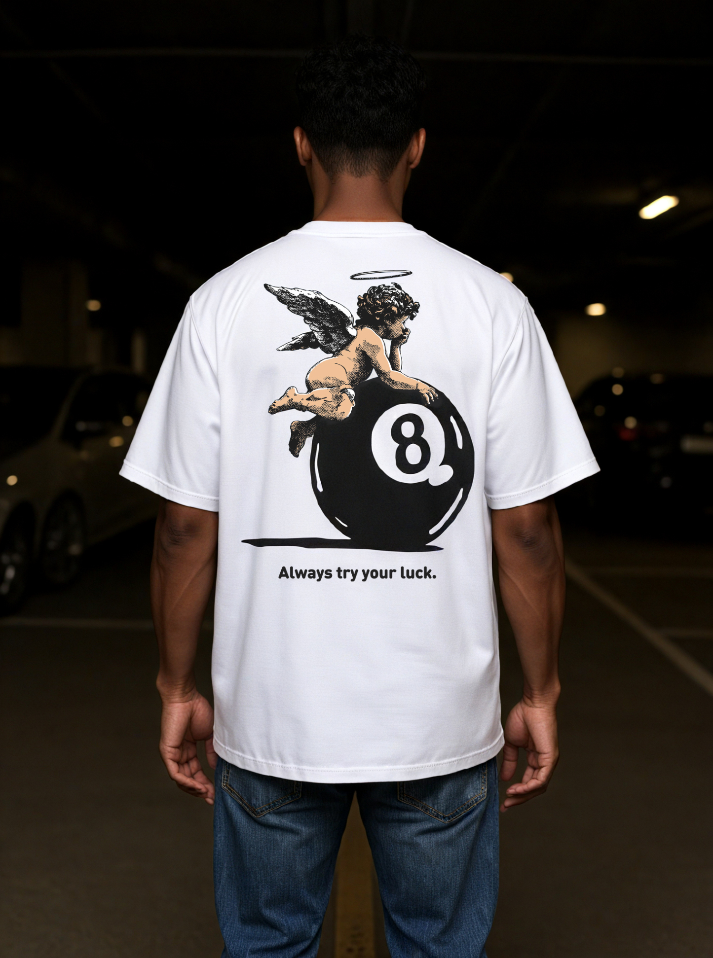 Always Try Your Luck Loose Cropped Tops Short-sleeved Cotton T-shirt