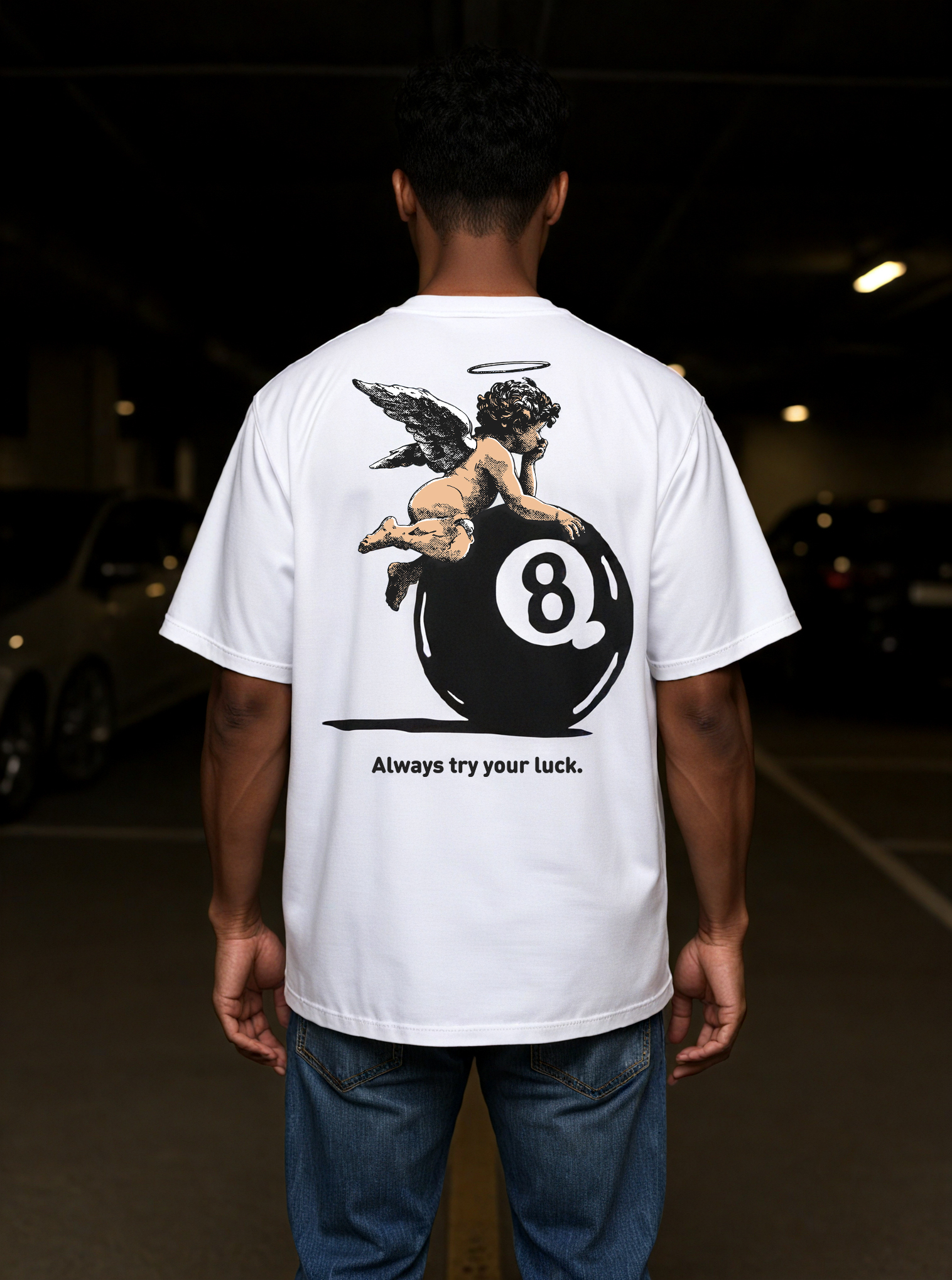 Always Try Your Luck Loose Cropped Tops Short-sleeved Cotton T-shirt