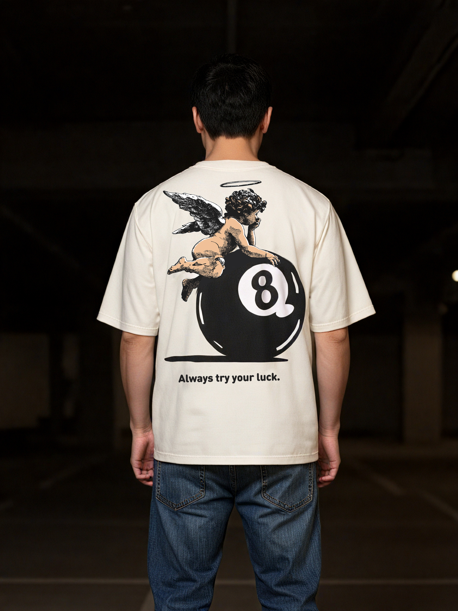 Always Try Your Luck Loose Cropped Tops Short-sleeved Cotton T-shirt