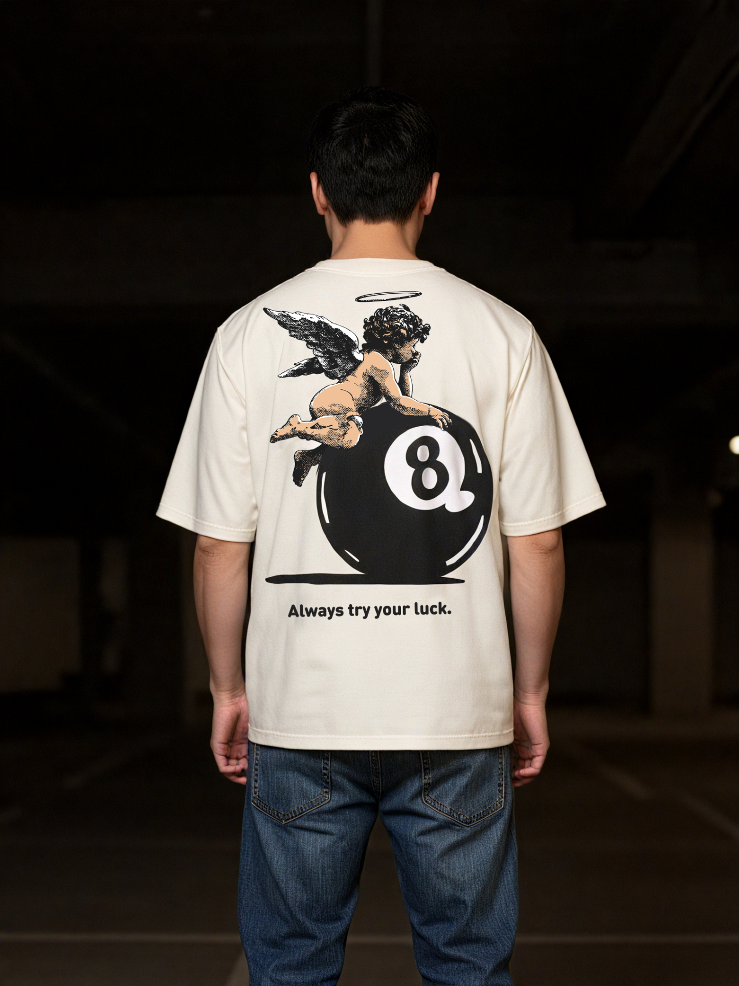 Always Try Your Luck Loose Cropped Tops Short-sleeved Cotton T-shirt