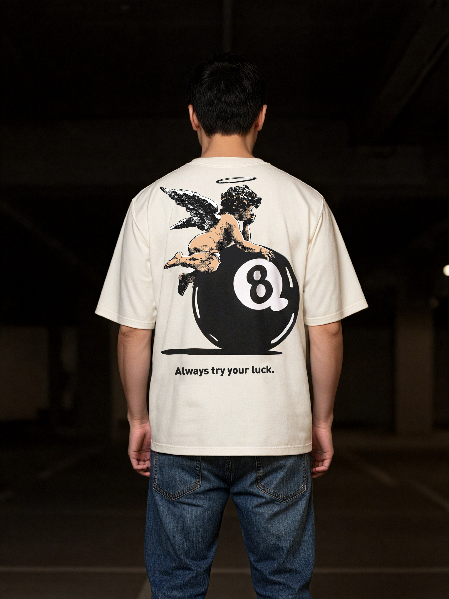 Always Try Your Luck Loose Cropped Tops Short-sleeved Cotton T-shirt