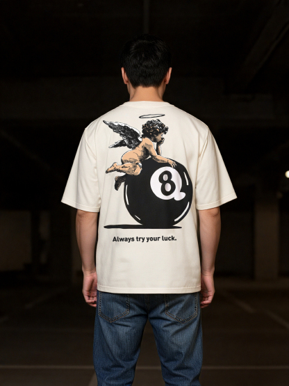 Always Try Your Luck Loose Cropped Tops Short-sleeved Cotton T-shirt