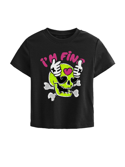 Im Fine Printed High Waist Waist-Defining Essential Short-sleeve Top For Women