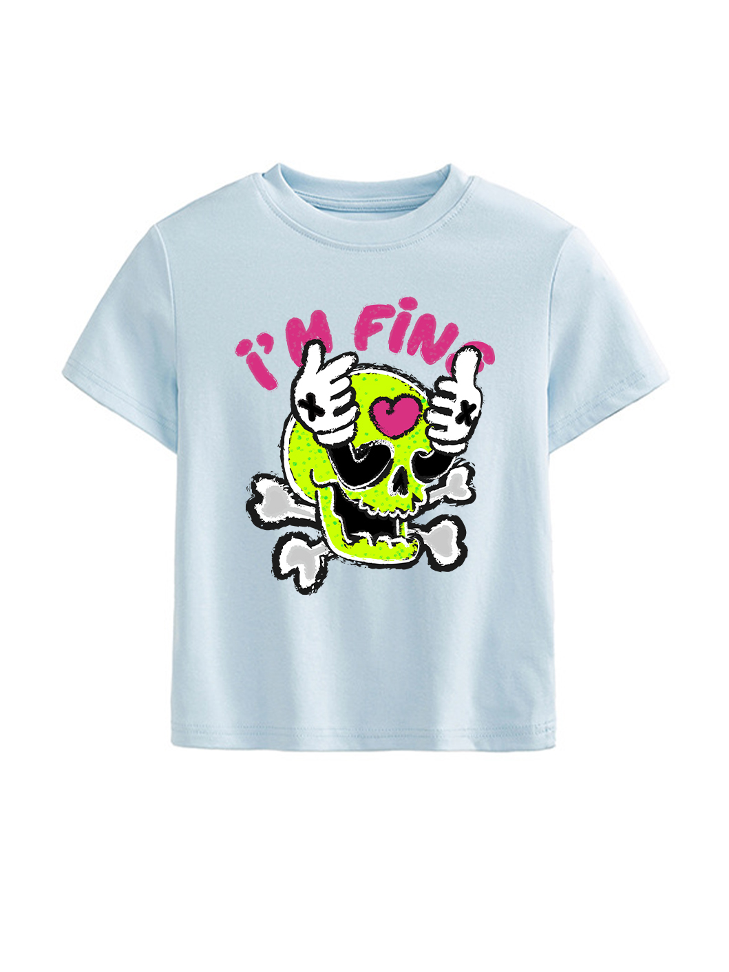 Im Fine Printed High Waist Waist-Defining Essential Short-sleeve Top For Women