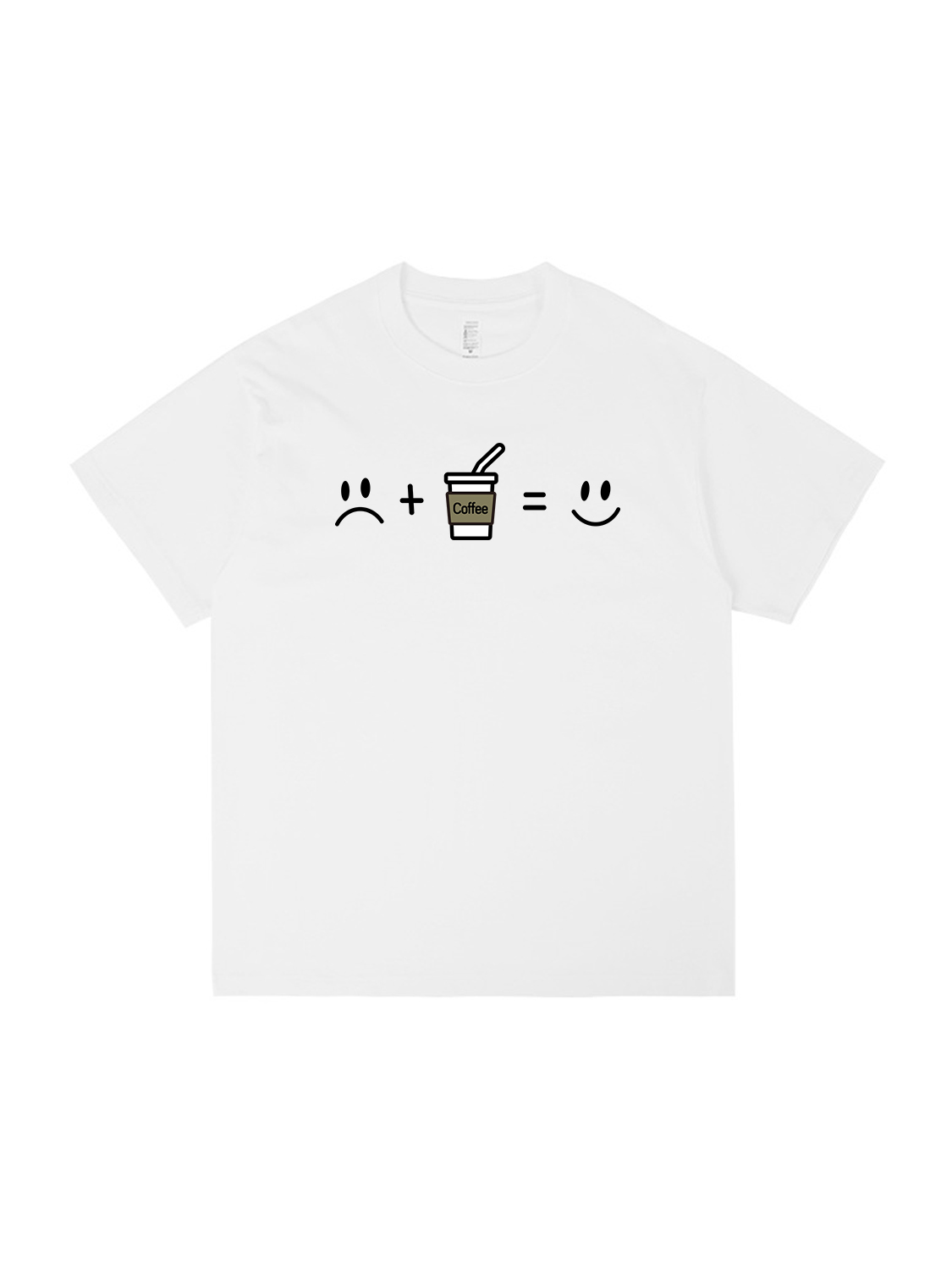 Coffee Please Printed Short-sleeved Cotton T-shirt