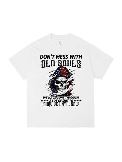 Old Souls Printed Short-sleeved Cotton T-shirt