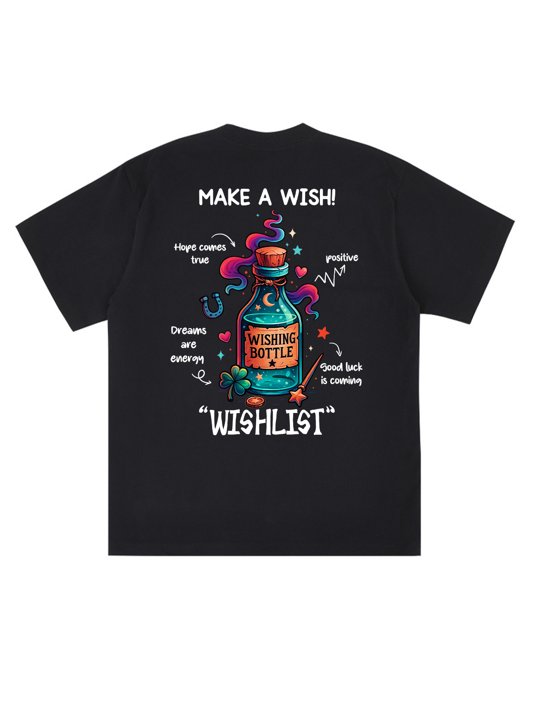 Make A Wish Printed Short-sleeved Cotton T-shirt
