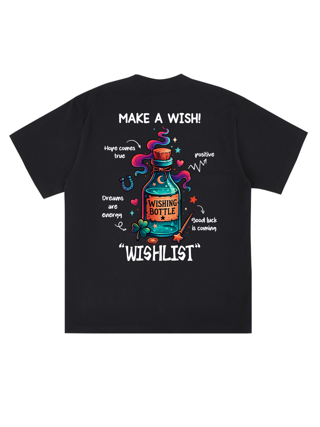Make A Wish Printed Short-sleeved Cotton T-shirt