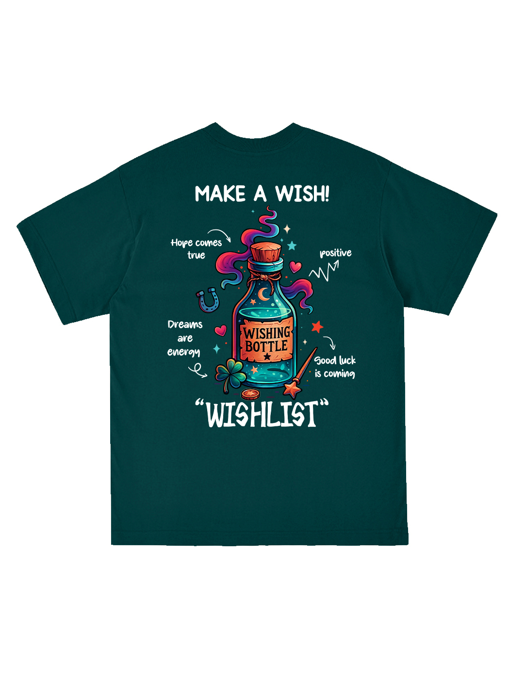 Make A Wish Printed Short-sleeved Cotton T-shirt