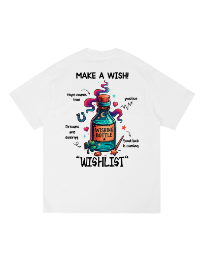 Make A Wish Printed Short-sleeved Cotton T-shirt