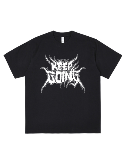 Keep Going Printed Short-sleeved Cotton T-shirt