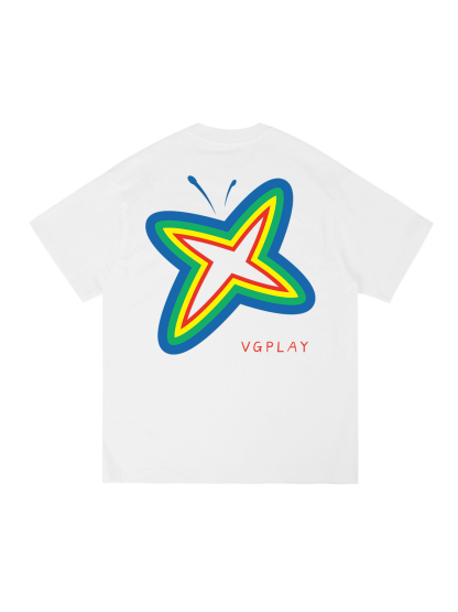 Rainbow Stars Printed Short-sleeved Cotton T-shirt