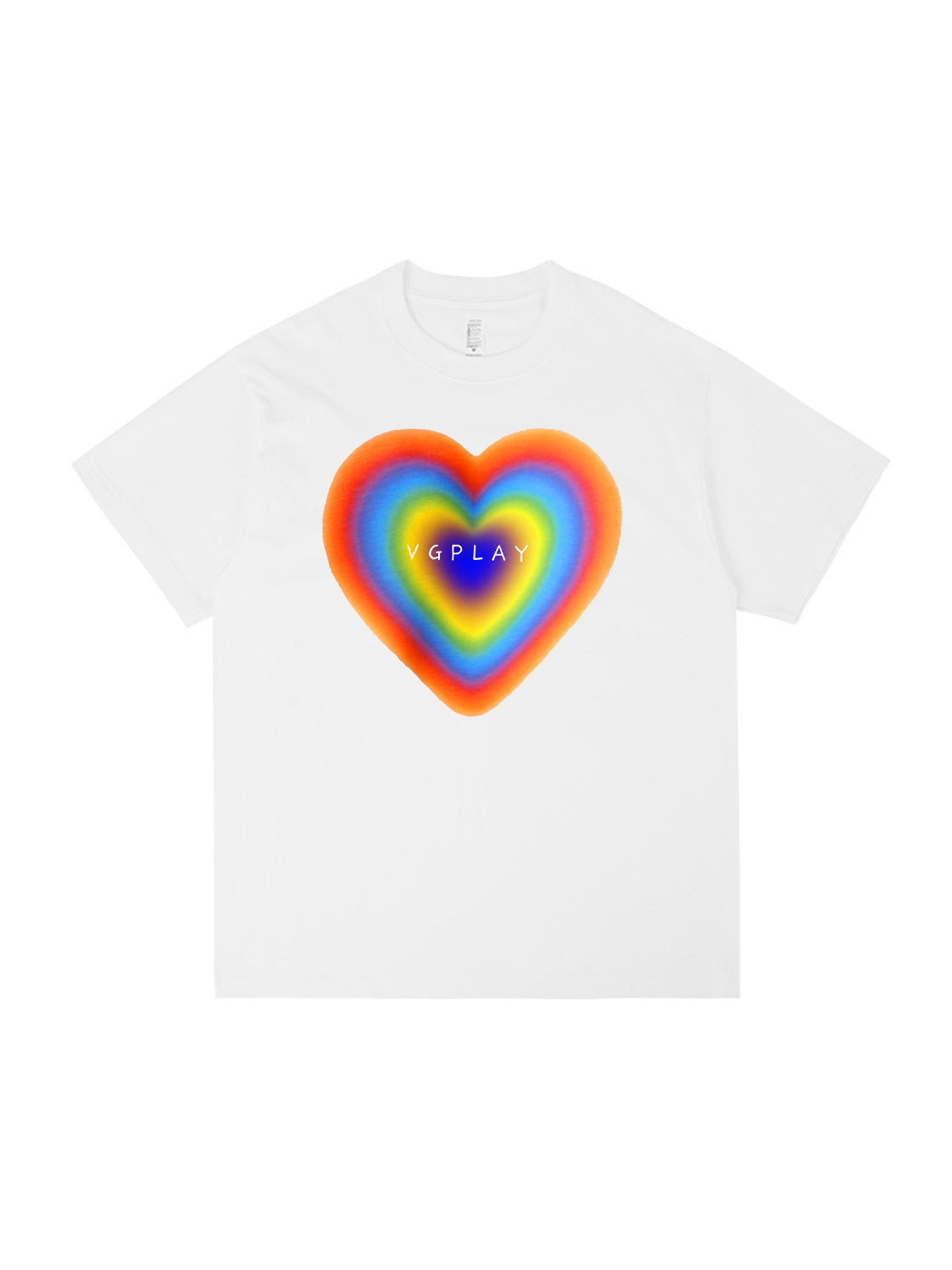 Rainbow Heart Printed Short-sleeved Cotton T-shirt