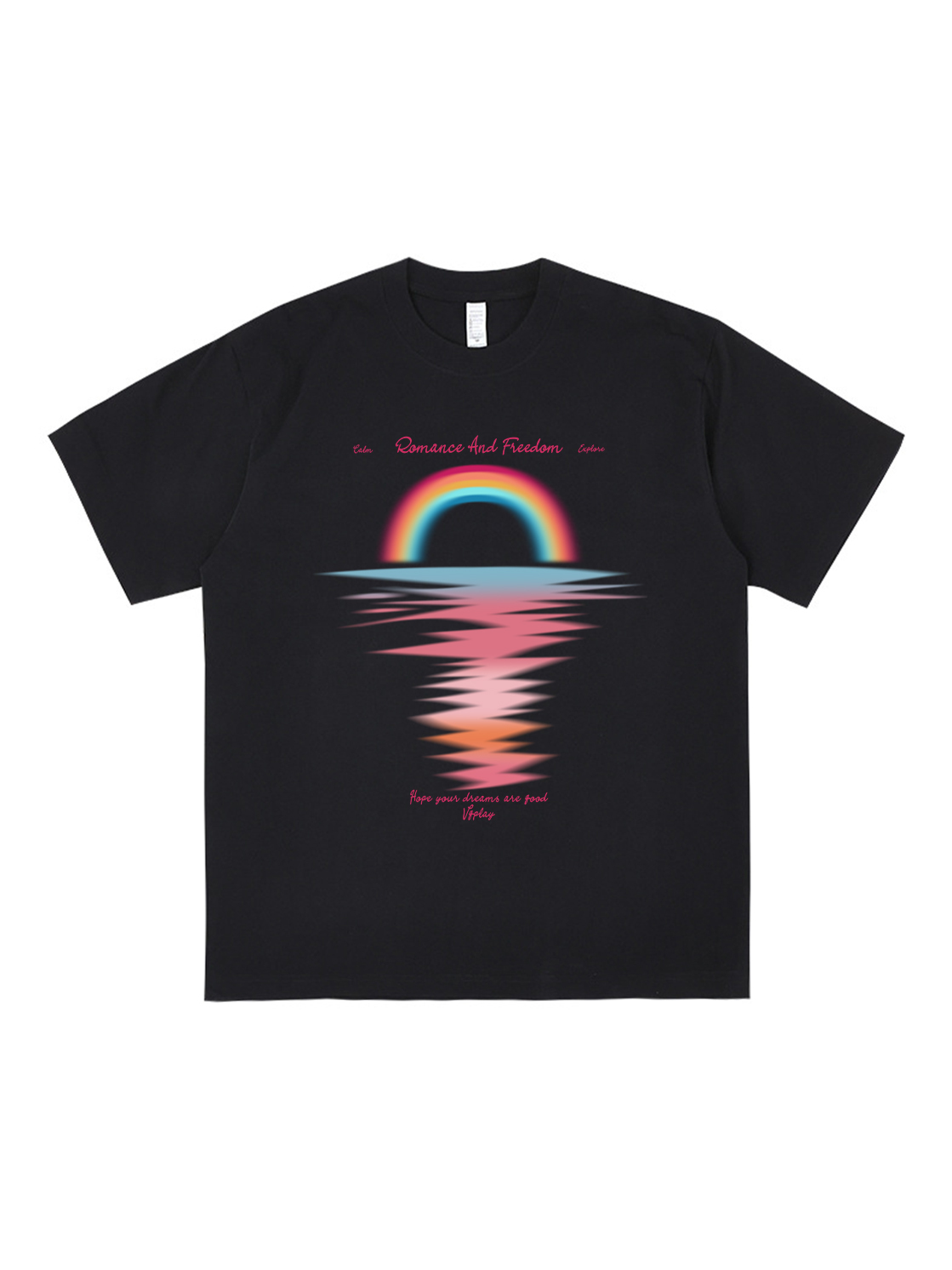 Rainbow Sunset Printed Short-sleeved Cotton T-shirt