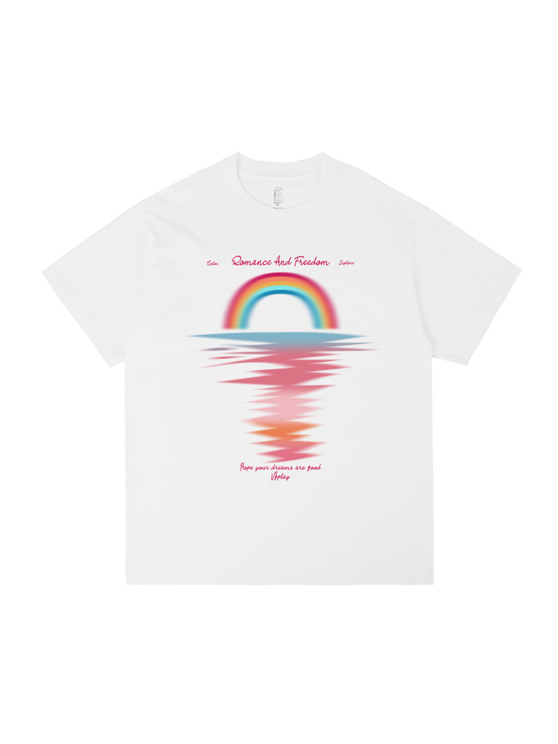 Rainbow Sunset Printed Short-sleeved Cotton T-shirt
