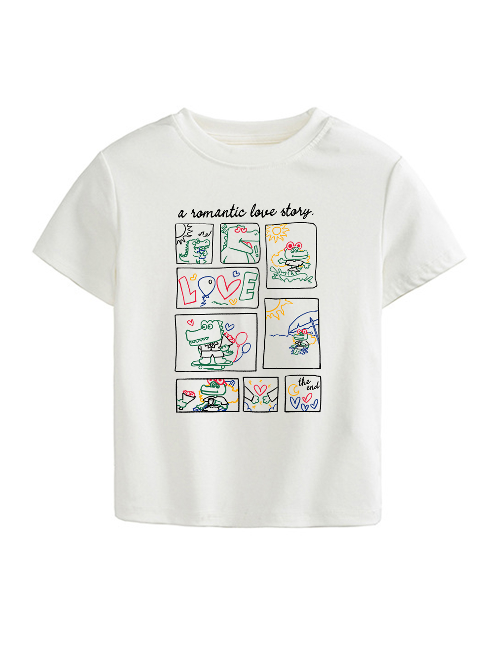 Love Story Printed High Waist Waist-Defining Essential Short-sleeve Top For Women