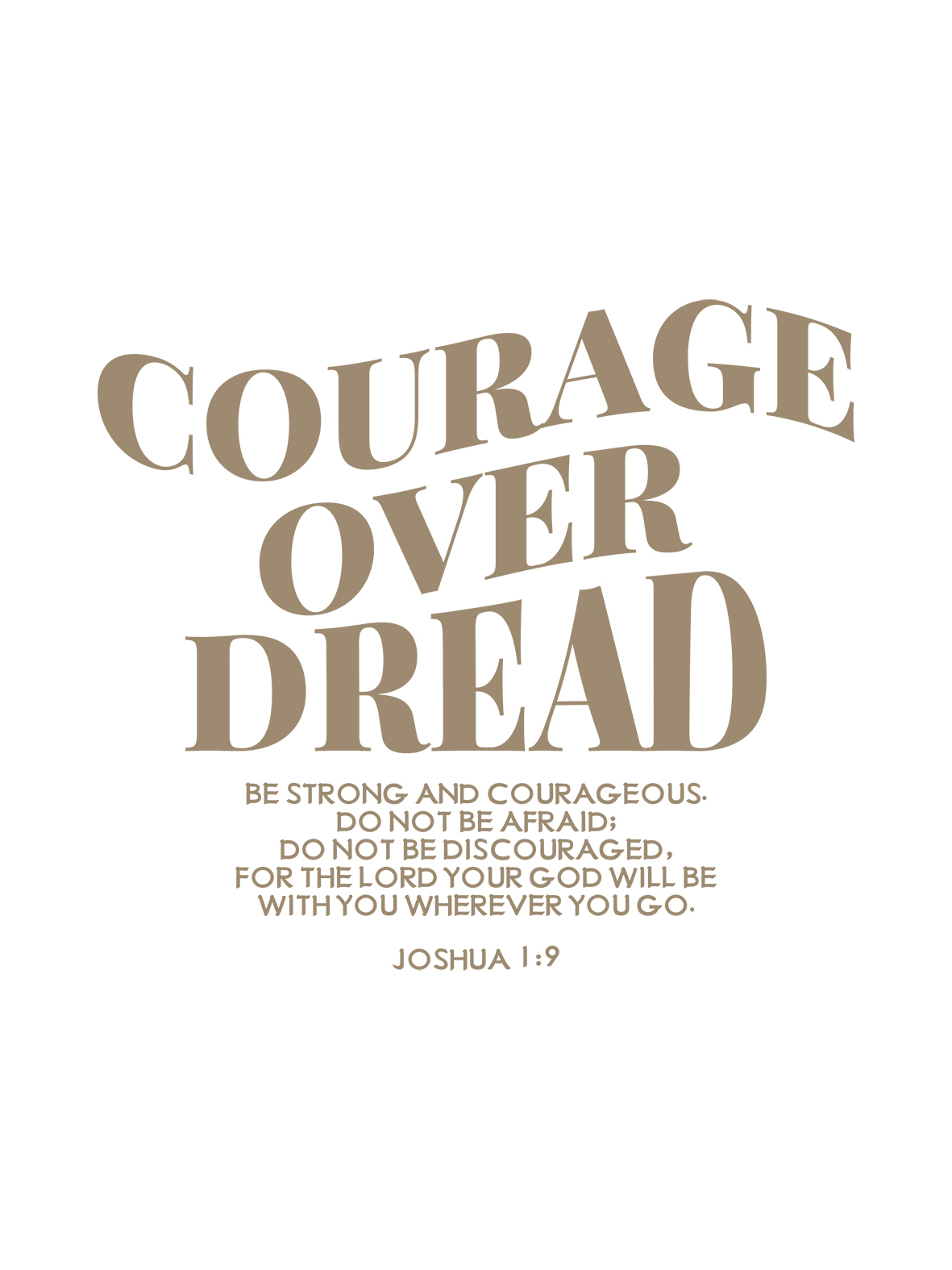 Courage Over Dread Printed Short-sleeved Washed Cotton T-shirt