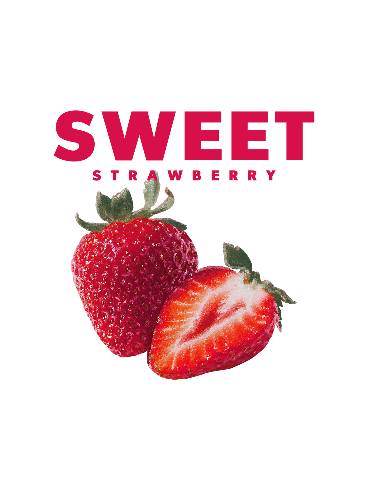 Sweet Strawberry Printed High Waist Waist-Defining Essential Short-sleeve Top For Women