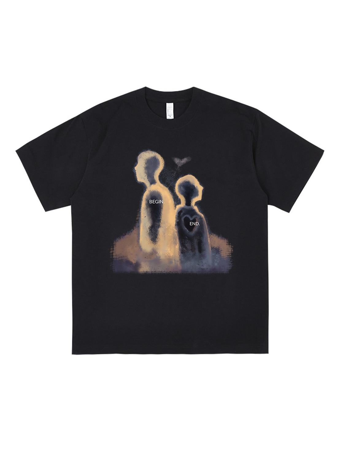 Begin And End Printed Short-sleeved Cotton T-shirt