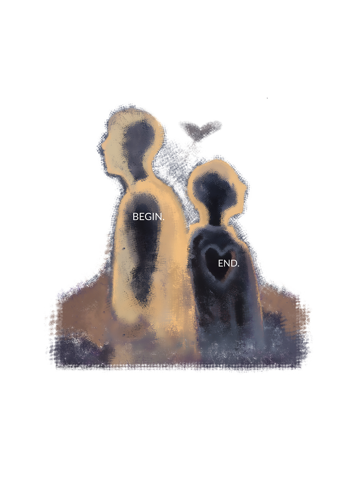 Begin And End Printed Short-sleeved Cotton T-shirt