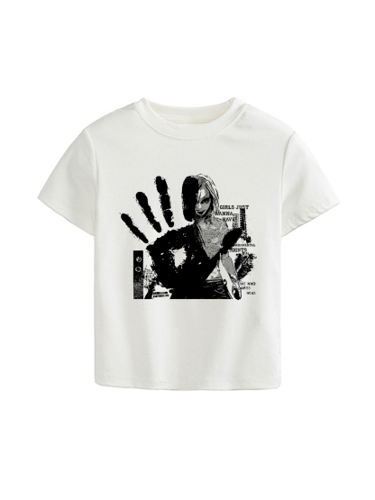 Just Wanna Have Printed Straight Shoulder Short-sleeve T-shirt For Women