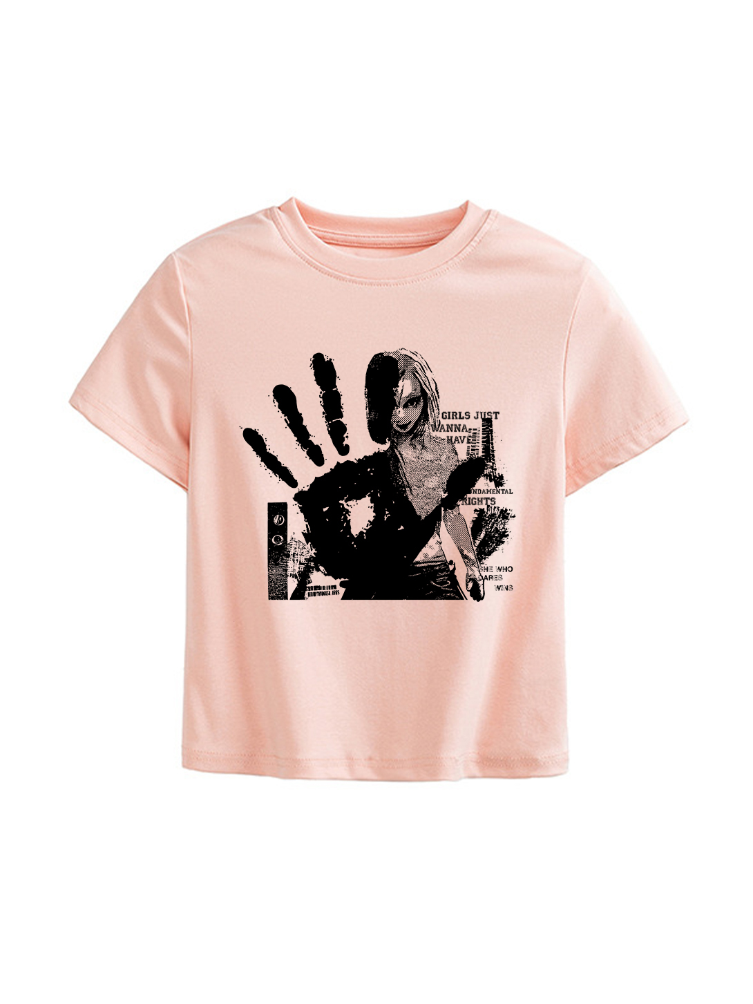 Just Wanna Have Printed Straight Shoulder Short-sleeve T-shirt For Women