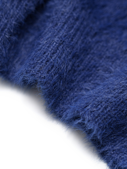 Spring Street Style Dog Embroidery Crewneck Vintage Sweater