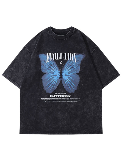 Distressed Butterfly Hip Hop Street Style T-Shirt