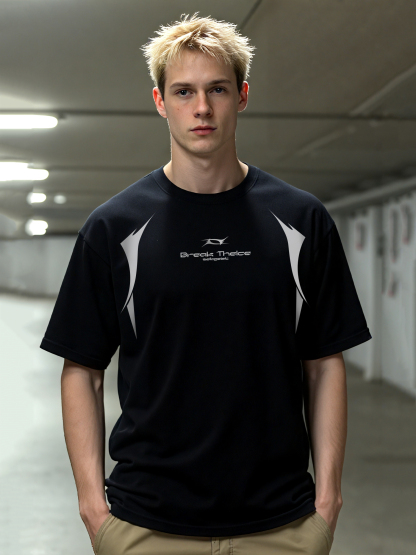 Functional Racing Suit Print Simple Trendy Short-sleeved T-shirt