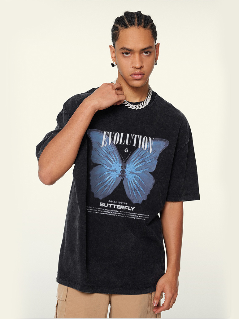 Distressed Butterfly Hip Hop Street Style T-Shirt
