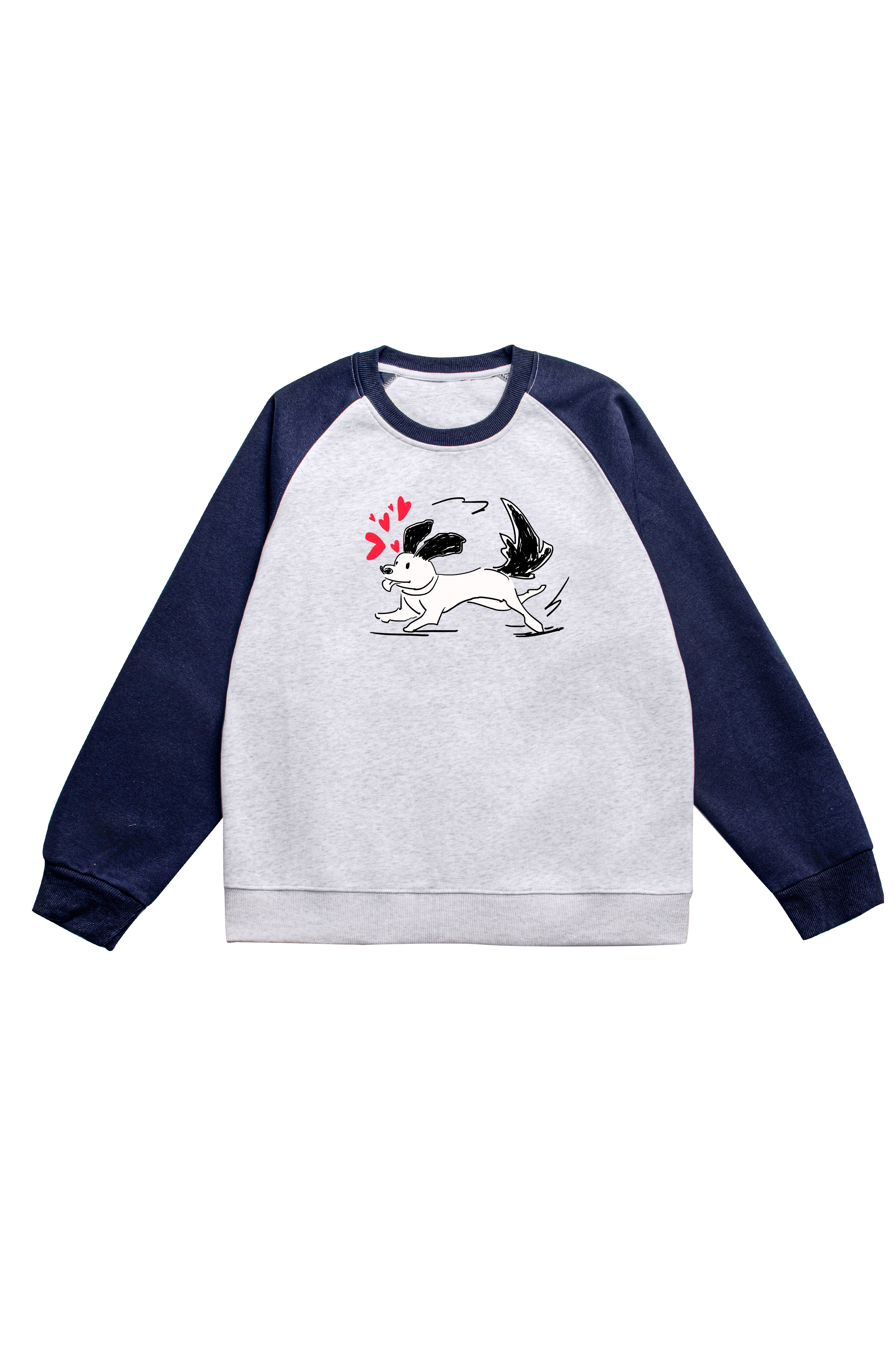 Dog Print Long Sleeve Paneled Cotton T-Shirt