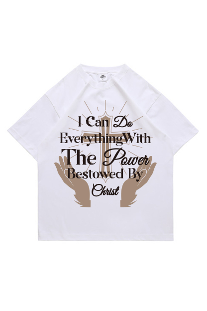 I Can Do Everything Printed Short-sleeved Cotton T-shirt