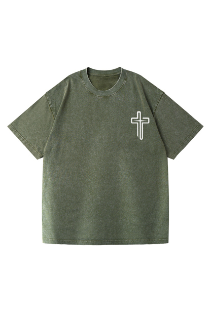 Saved By The Blood Printed Short-sleeved Washed Cotton T-shirt