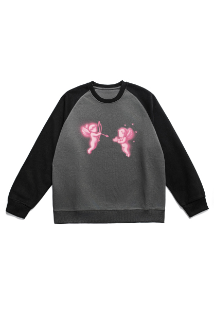 Cupid Love Print Long Sleeve Cotton T-Shirt
