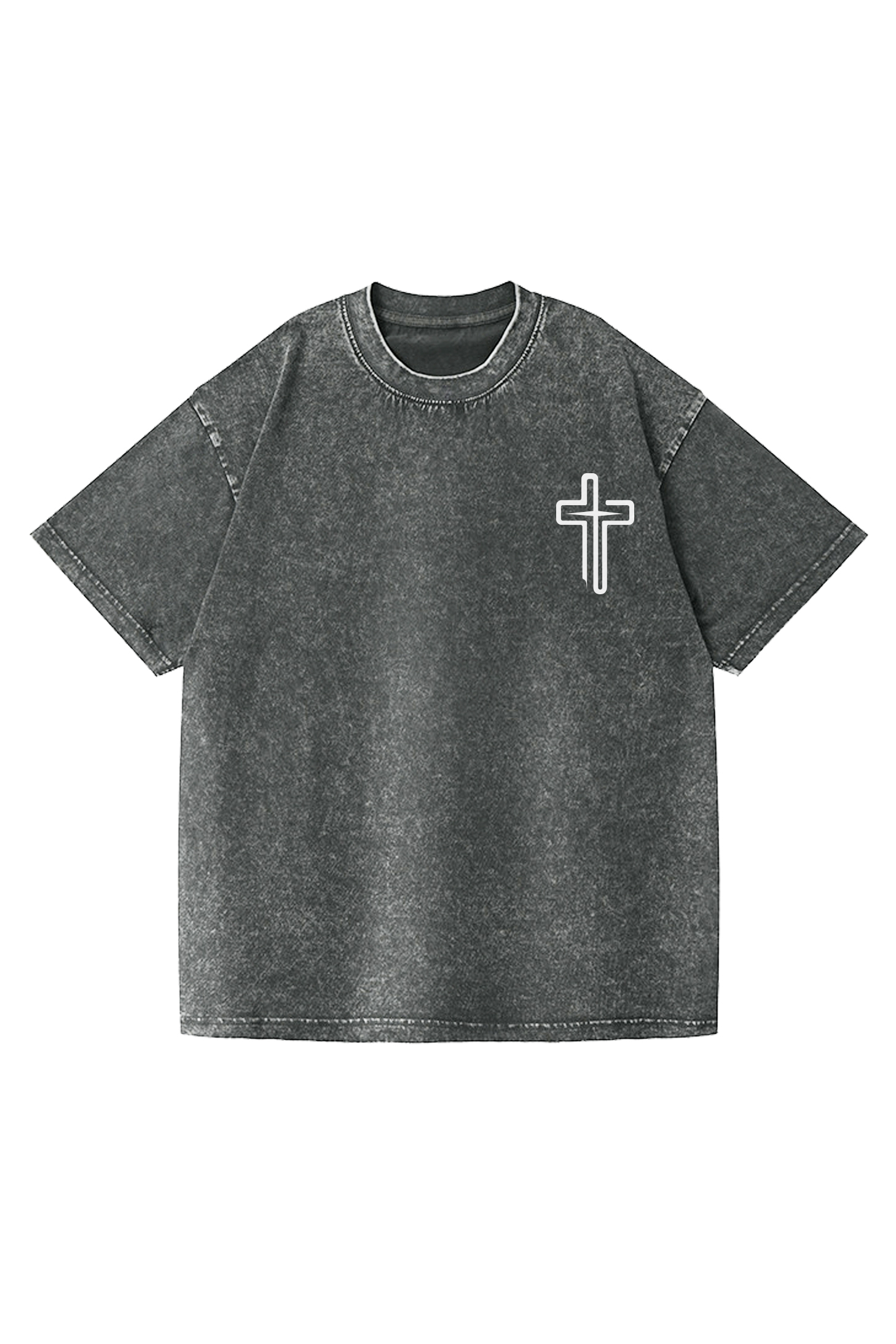 Saved By The Blood Printed Short-sleeved Washed Cotton T-shirt